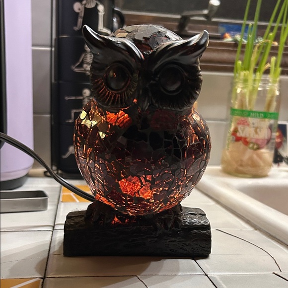 Mosaic Glass Owl Lamp - Picture 1 of 6